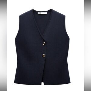 Zara Dark Blue Vest with Metallic Buttons